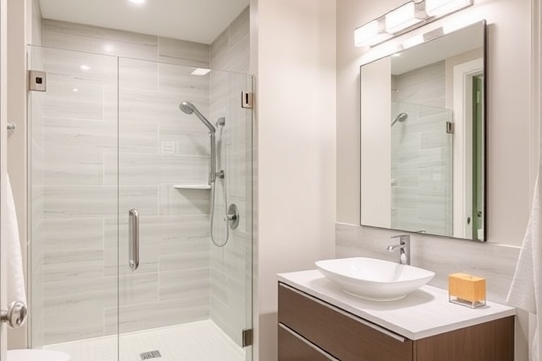 Rénovation de salle de bain, installation de douche à l'italienne, baignoire, meuble vasque et sanitaires, Lyon, Rhône.